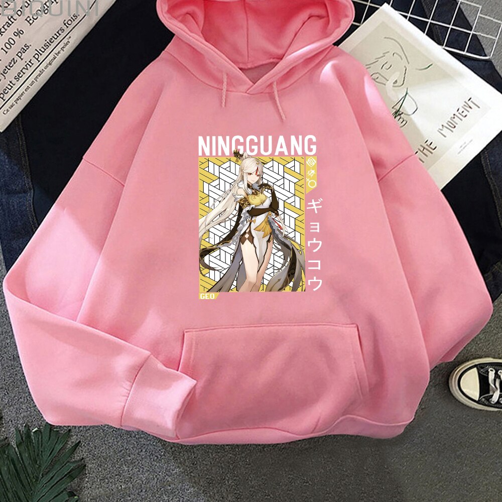 Genshin Impact Anime Hoodie NingGunag Unisex Streetwear Harajuku Oversize Sweatshirt Cartoon Print Pullover