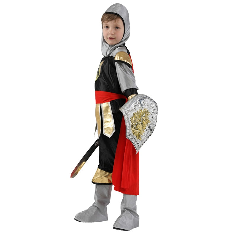 Halloween Party Kids Children Roman Warrior Soldier With Shoes Cover Cloak Belt Stage Performance Costume Boys No Weapon