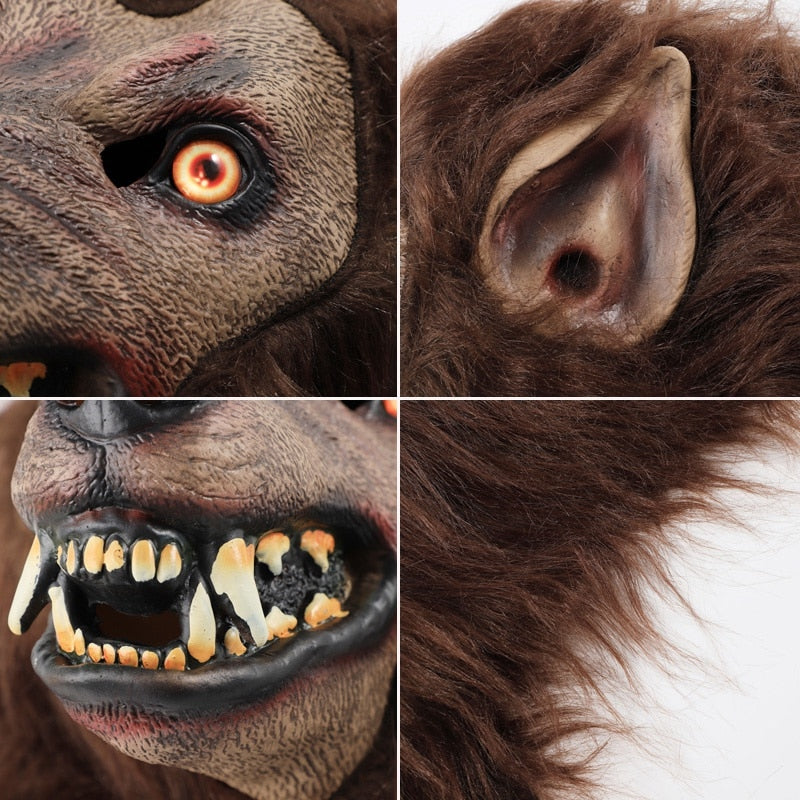 Werewolf Cosplay Headwear Costume Mask Halloween Simulation Animal Mask Party Wolf Head Hood Latex Masks