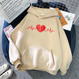 Anime Hoodie Heartbeat Curve Print Harajuku Clothes Men Women Streetwear Fashion Hip Hop Oversized Sweatshirt