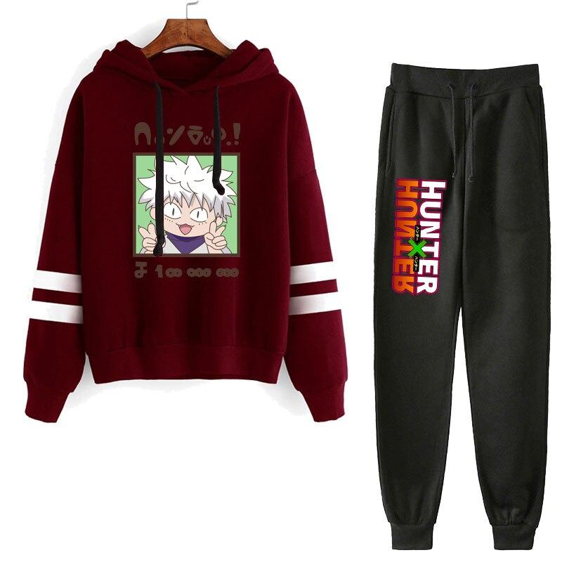 2pcs/set HUNTER X HUNTER Gon Killua Anime Tracksuit Hoodie Hooded Sweatshirt + Pant