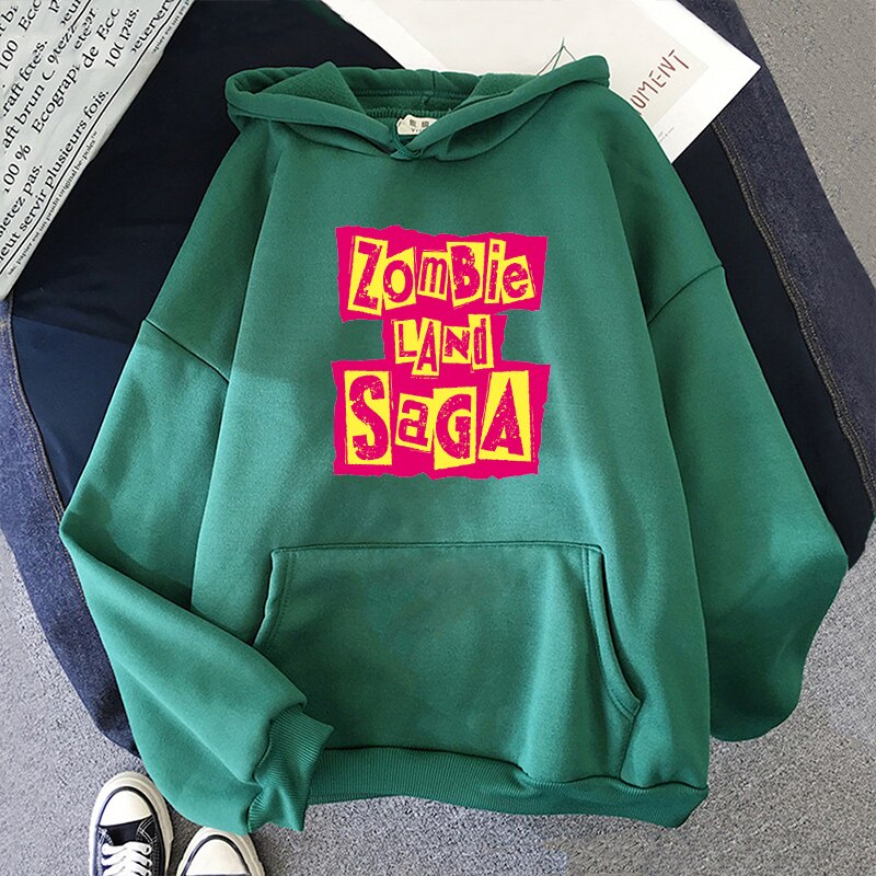 ZombieLand Saga Letter Printing Sweatshirt Women Kawaii Clothing Aesthetic Streetwears Hip Hop Graphic Harajuku Plus Size Hoodie