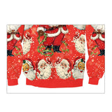 Ugly Christmas Sweater Cute Santa Claus 3D Printing Casual Long Sleeve O-Neck Couple Pullover