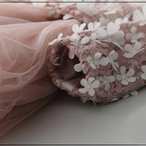 Winter Long Sleeves Girls Birthday Flower Design Princess Lace Tutu Dress For Kids