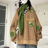 Frog Women Sweatshirt Harajuku Long Sleeve Crewneck Hoodie Oversize Autumn Winter Kawaii Vintage Pullover Cute Top