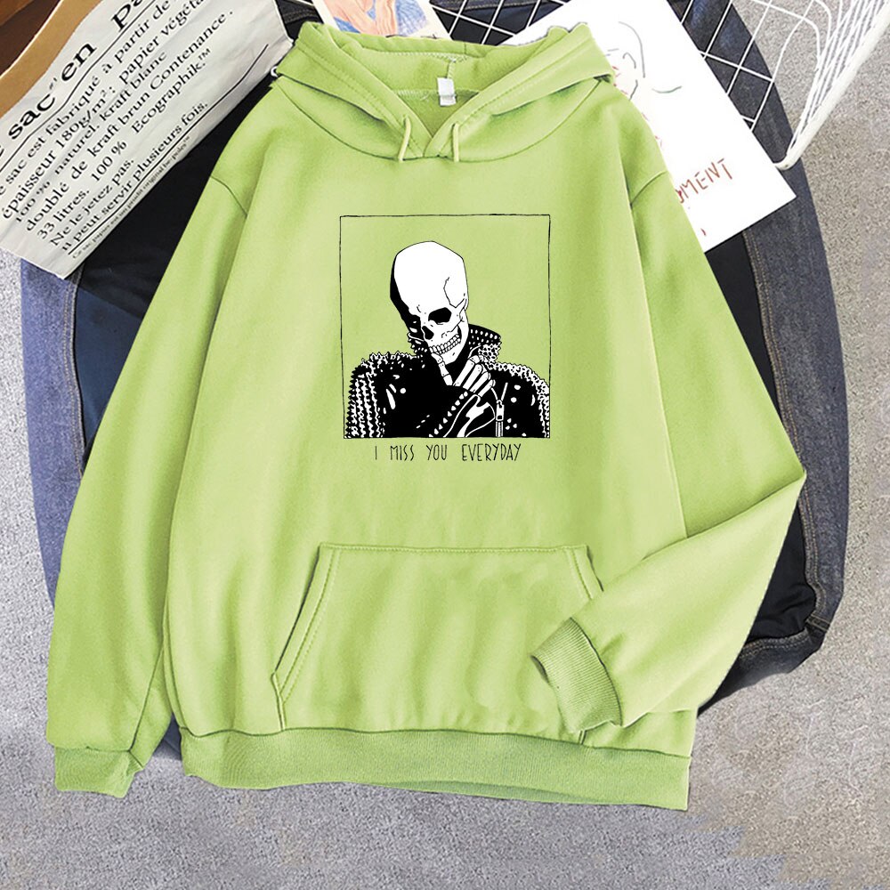 Skull Print Graphic Oversize Hip Hop Harajuku Punk Trendy Tops Sweatshirt Vintage Hoodie
