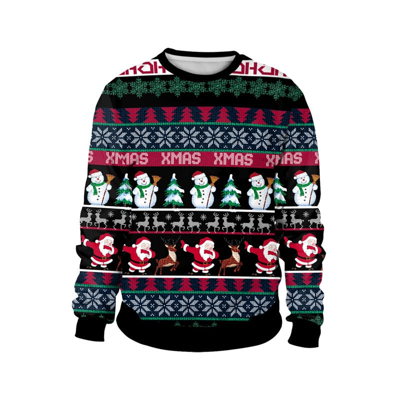 Ugly Christmas Unisex Men Women Sweater 3D Print Vacation Santa Elf Funny Christmas Jumper Autumn Winter Tops Clothing