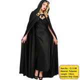 Adult Vampire Costume Capes Hooded Robes Black Red Deluxe Halloween Cloak Full Length