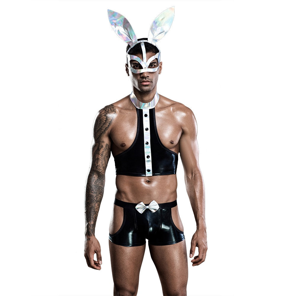 Sexy Bunny Boy Costume for Men Night Club Uniform Adult