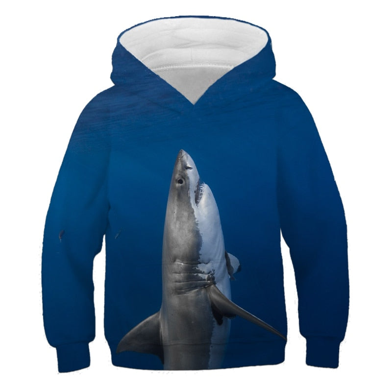 Kids Cartoon Shark Animal 3D Print Hoodies Children Girls Cool Clothes Boys Long Sleeve Autumn Winter Spring Sweatshirts Outfits