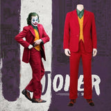 Movie Joker Cosplay Suit Full Set Outfits Men's Halloween Costumes The Joker Uniform Red Suit Halloween Men Women Outfit+Mask