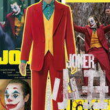 Movie Joker Cosplay Suit Full Set Outfits Men's Halloween Costumes The Joker Uniform Red Suit Halloween Men Women Outfit+Mask