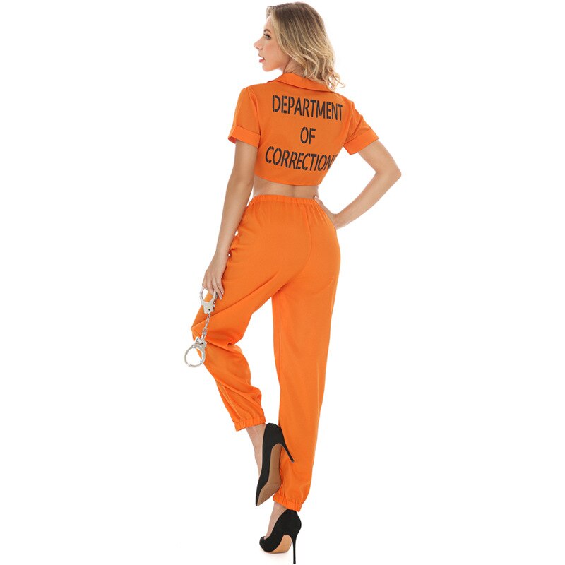 Women Orange Prisoner Costume Dress Up