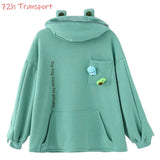 Harajuku Frog Pullover Hooded Casual Sweatshirts Autumn Embroidery Loose Top Doll Decoration Hoodies