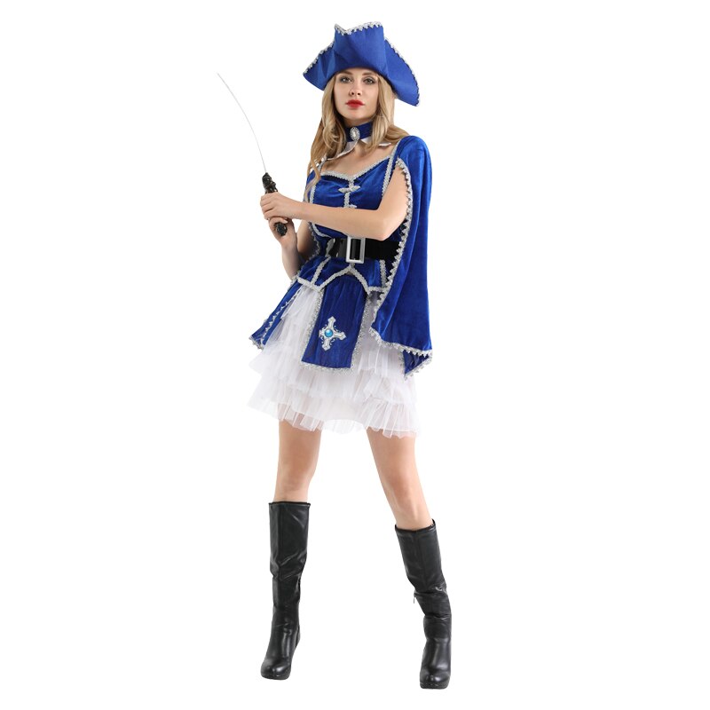 Halloween Bluey Costume Captain Pirates Caribbean Jack Sparrow Pirate Fantasia Adult Cosplay Fancy Dress Carnival Cosplay Women