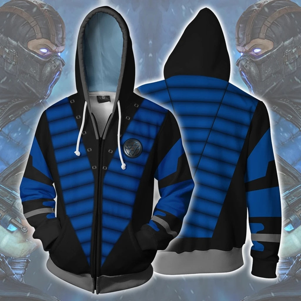 Mortal Kombat 11 Game MKX Absolute Zero Hoodie Halloween Cosplay Outfit Hoodies Sweatshirt Jacket With Zipper