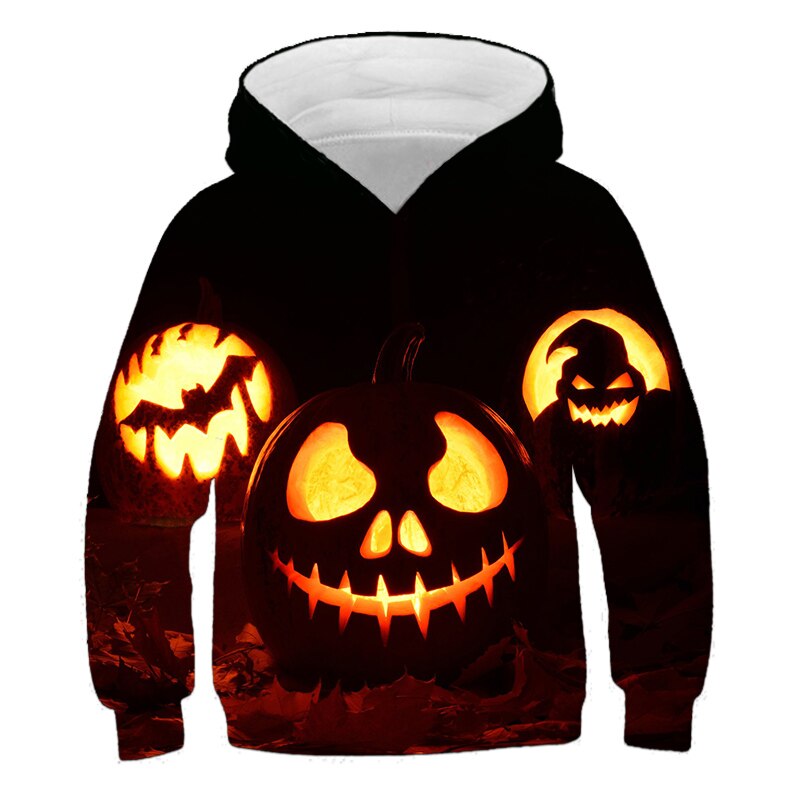 Hoodies Children Cartoon Halloween Pumpkin 3D Print Clothing Boys&Girls Festival Outfits Long Sleeve Pullovers Outwear Tops