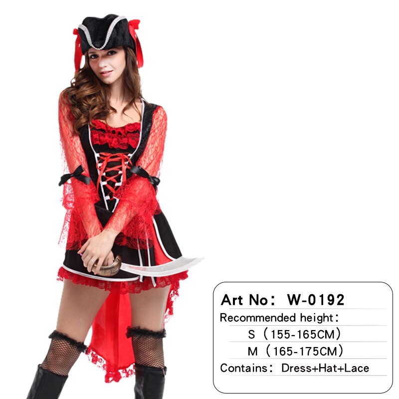 Adult Pirates Captain Female Costume Halloween Role Playing Cosplay Suit Medoeval Fancy Woman Dress Up No Weapon