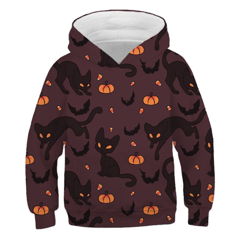 Hoodies Children Cartoon Halloween Pumpkin 3D Print Clothing Boys&Girls Festival Outfits Long Sleeve Pullovers Outwear Tops