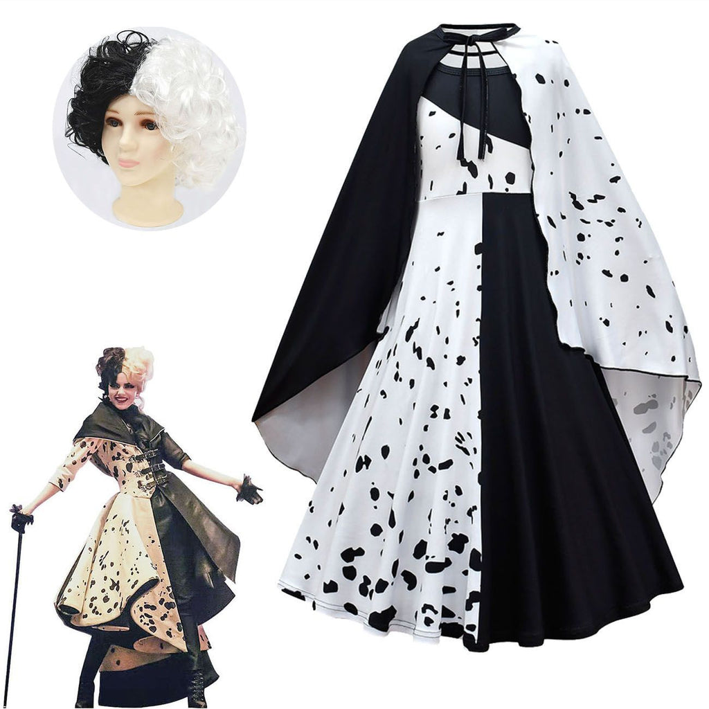 Cos Cruella Red Dress Black And White Witch Live-action Anime