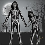 Halloween Kids Adult Skeleton Skull Costumes Scary Zombie Cosplay Jumpsuit