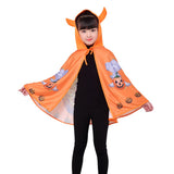 Halloween Children's Horns Cloak  Kids Adult Performance Costume Sorcerer Hooded Witch Set Ghost Pumpkin Cloak Dress