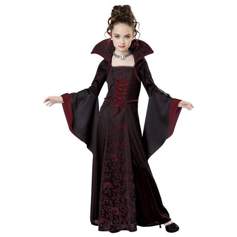 Cosplay costume Halloween Costume For Kids Girls Vampire Costume girl red black medieval dress costume Child kids For Party
