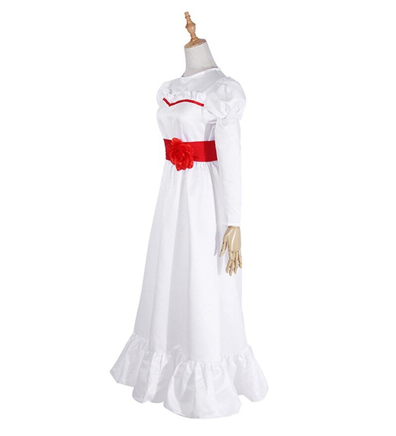 Movie Annabel Cosplay Costume Halloween White Dress for Women Kids Adult Halloween Costume and Wig Horror Conjurining