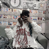Anime Print Hoodie for Teens Kawaii Sweatshirt Comics Japan Style Gothic Long Sleeve Pullover E Girls Oversize Harajuku