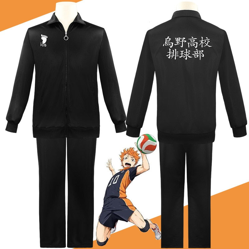 New Anime Haikyuu Cosplay Costume  Karasuno High School Volleyball Uniforms Hinata Shoyo Cosplay Coat Uniforms Size XS-XXXL