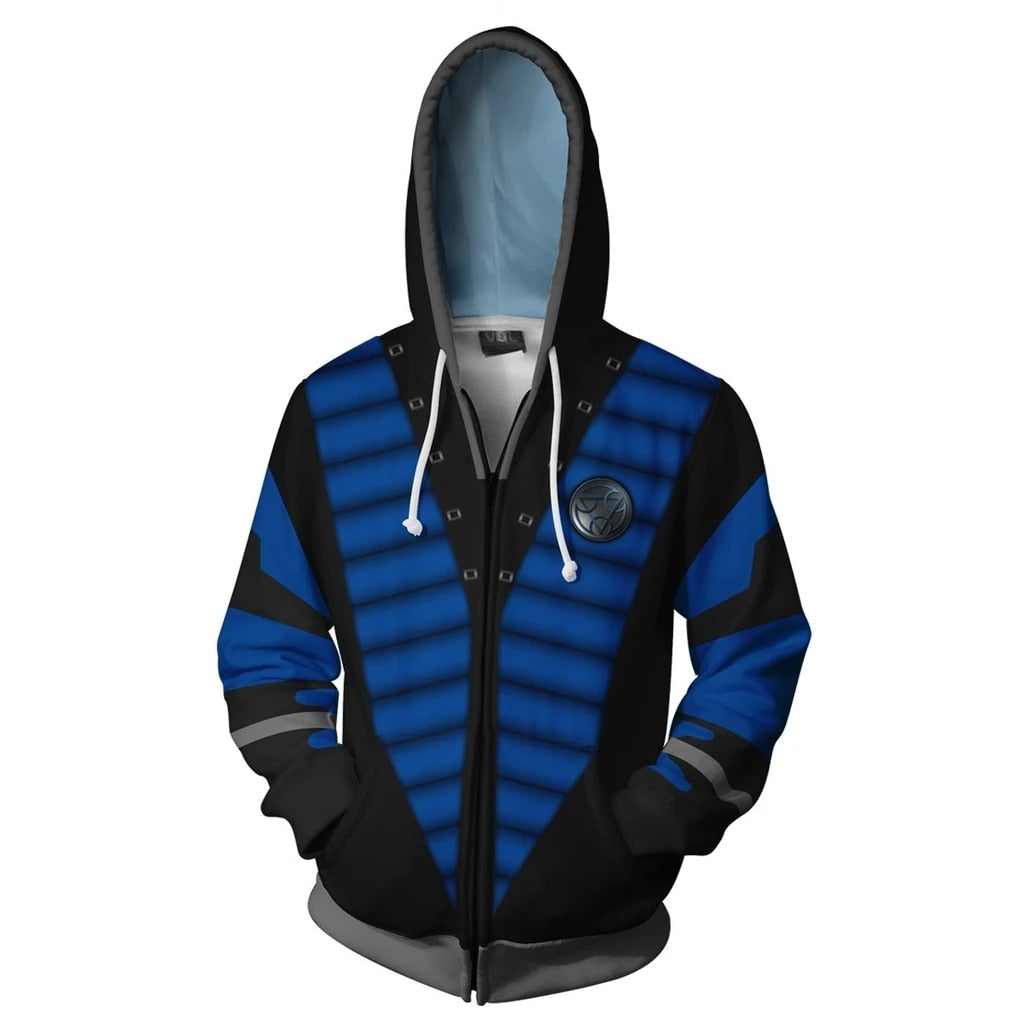 Mortal Kombat 11 Game MKX Absolute Zero Hoodie Halloween Cosplay Outfit Hoodies Sweatshirt Jacket With Zipper