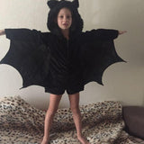 1PC Halloween Costume for Kids/women/Teen Black Bat Party Cosplay Costume Children's Halloween Hooded Jumpsuit Romper