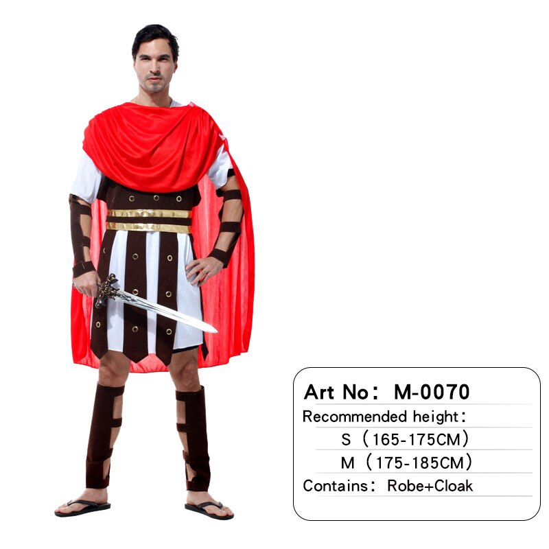 Halloween Adult Men Greek Roman Warrior Costume Knight With Cape Male Women Party Carnival Fancy Dress Up