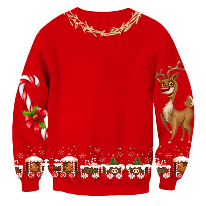 Ugly Christmas Sweater 3d Antler Print Novelty Ugly Christmas Sweater Unisex Men Women Long Sleeve Pullover Jumpers Sweater
