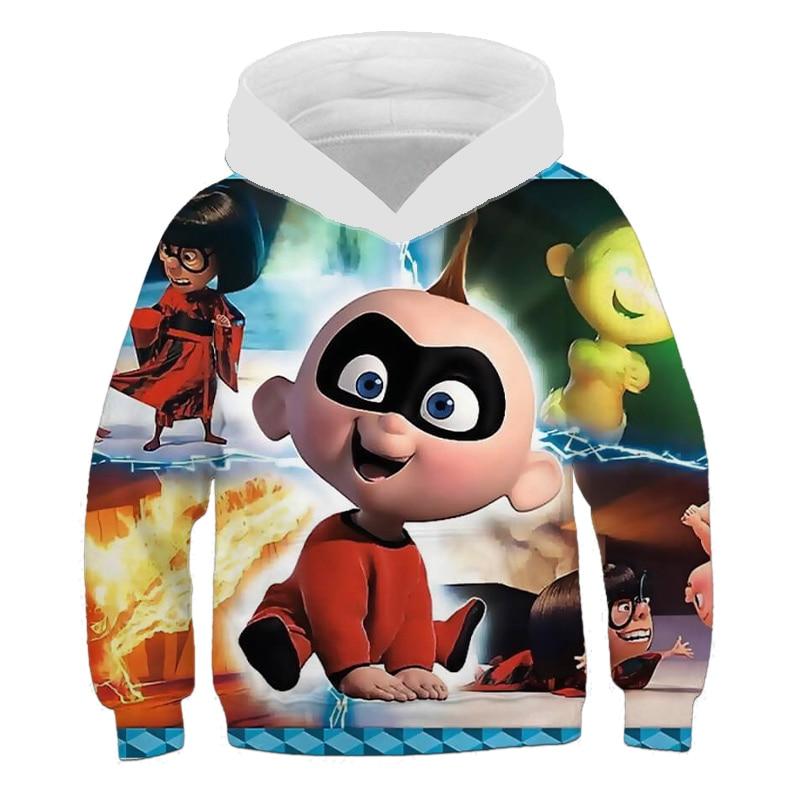 4-14 Years Cartoon Anime Super Family Hoodies Kids Sweatshirts Boys Hooded Sweater 3D Print Colorful Cosplay Tops Girls Outfits