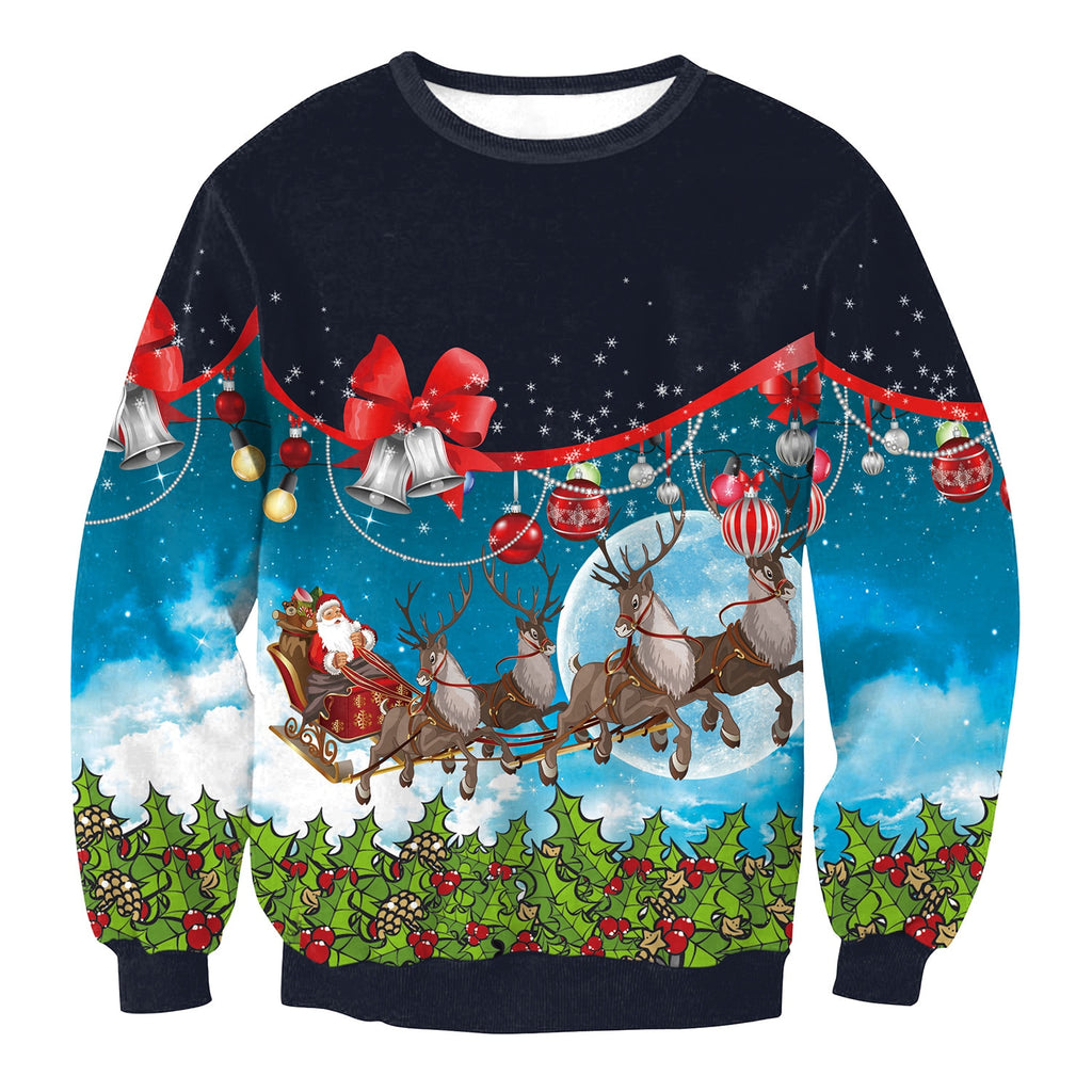 Ugly Christmas Sweater Unisex Men Women Long Sleeve O-Neck Loose Pullover Tops Xmas Casual Funny Print Sweatshits