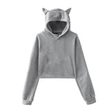 Charli D'Amelio Teens Cat Ears Cropped Hoodie Casual Long Sleeve Hooded Sweatshirt Pullover Tops
