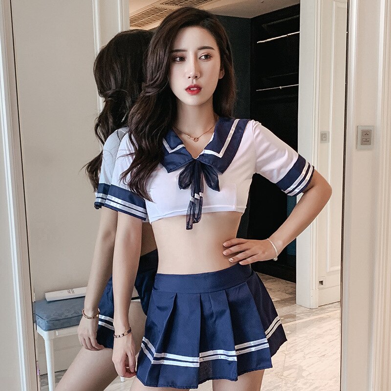 Anime Sailor Cosplay Lady Sexy Anime JK Uniform Suit Girl Summer Short-sleeved Mini Skirt