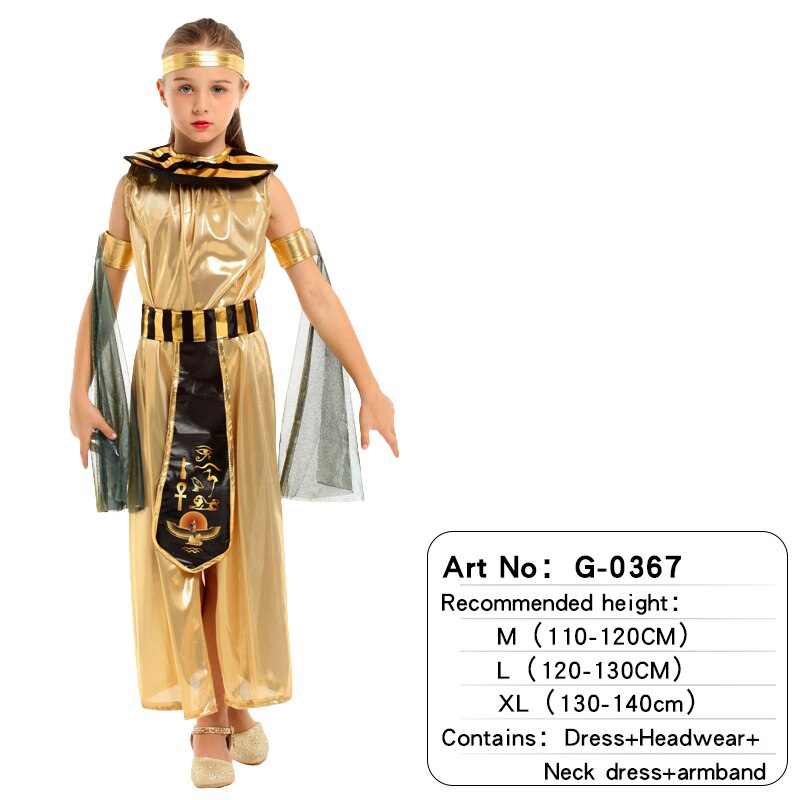 Halloween Egyptian Parent-child Costume Cleopatra Egypt Queen Cosplay Carnival Party Sexy Golden Fancy Dress