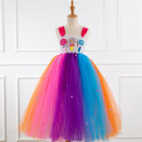 Fancy Rainbow Candy Cosplay Girls Halloween Costume For Kids Carnival Party Suit Dress Up