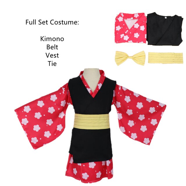 Kids Anime Demon Slayer Kimetsu no Yaiba Makomo Cosplay Costume Kimono Dress Mask Wig Full Set Halloween Party Suits