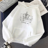Harajuku Hooded Sweatshirt Retro Skeleton Print Women Hoodies Long Sleeve Sweatshirt