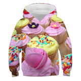 Delicious Food Donuts Cake 3D Children's Hoodie Anime Printed 4-14T Long Sleeve Kids Clothes Boys Girls' Favorite Cool Hoodie