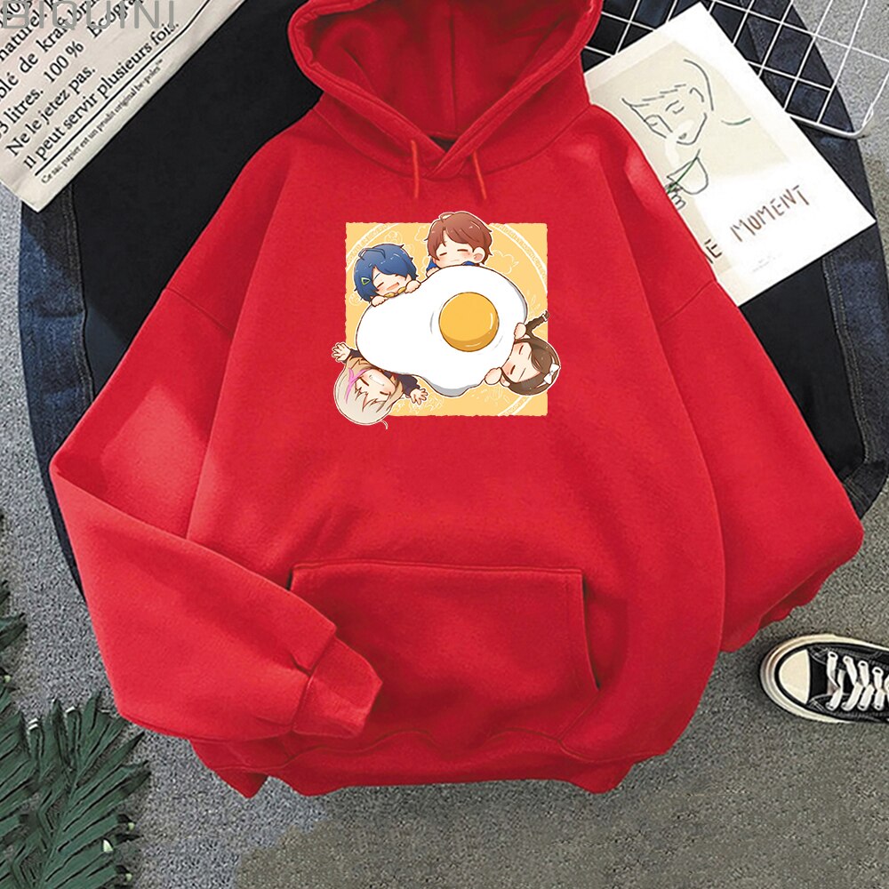 Anime Hot Wonder Egg Priority Printed Kawaii Aesthetic Korean Hoodie Cute Oversize Sweatshirt