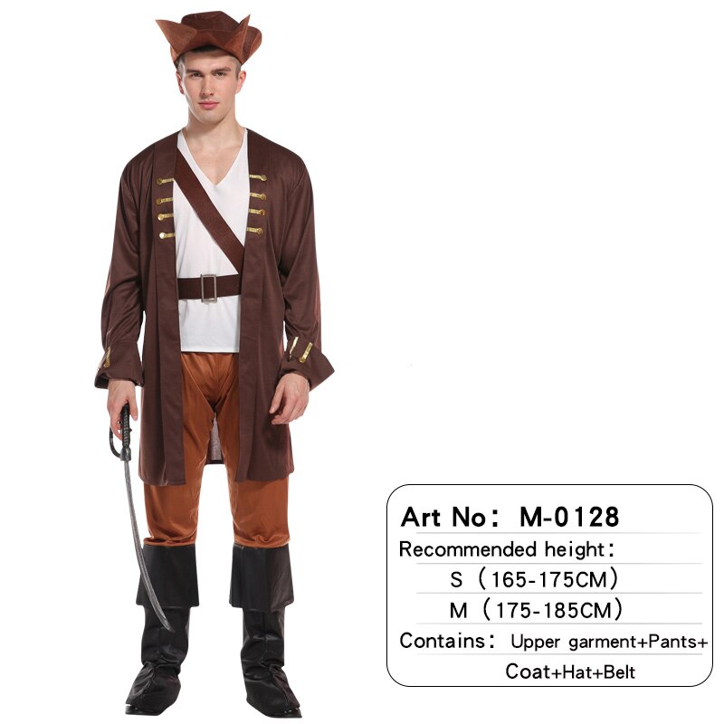 Halloween Costumes Adult Man Pirate Attached Hat Cosplay Christmas Carnival Party for Adult Women Man Dress Up