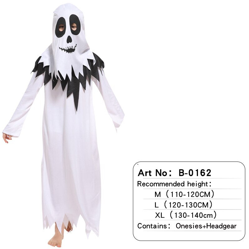 Halloween Purim Carnival Scary Costumes Kids Children White Ghost Costume Cosplay Robe For Boys Girls Christmas Gift