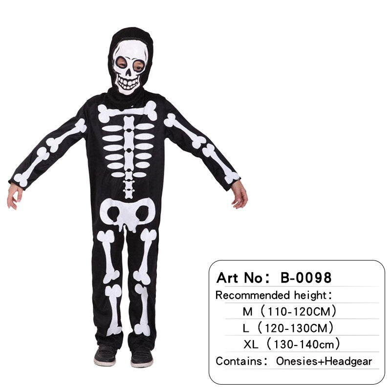 Halloween Adult Children Costumes Masquerade For Men and Women Skull Skeleton Ghost Party Clothes Horror Bodysuit