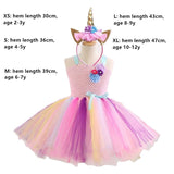 Girls Unicorn Dress Costume Rainbow Tutu Princess Cosplay Birthday Party Dress Children Kids Halloween Carnival Unicorn Clothes