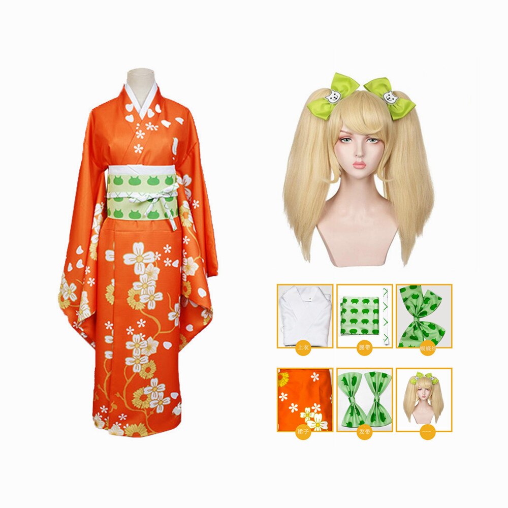 Anime Super Danganronpa 2 Saionji Hiyoko Kimono Set Cosplay Costume