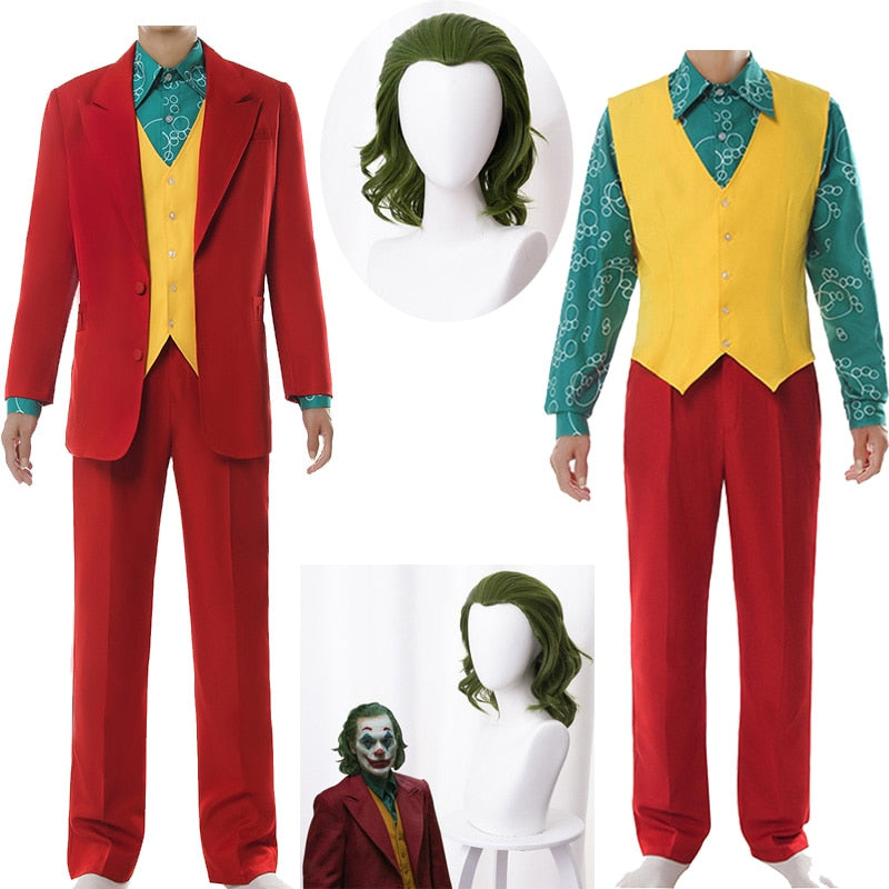 Joker Origin Movie Horror Horror Clown Halloween Party Costume Clown Wig Cosplay Green Synthetic Hair Free Shipping